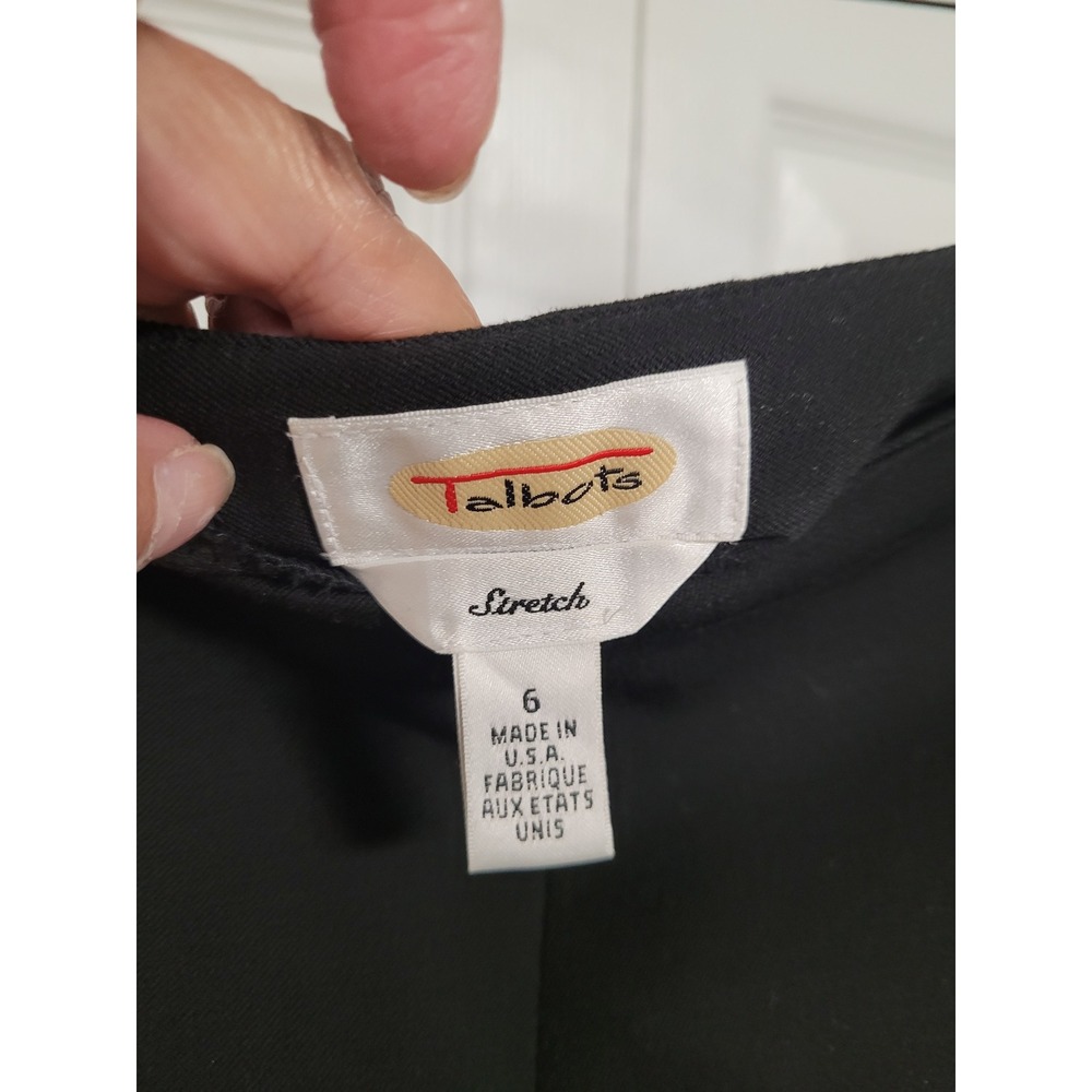 Talbots Womens Black Stretch Side Zip Straight Leg Dress Pants Slit Hem Size 6 - Picture 2 of 6